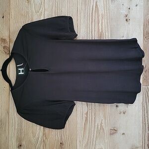 H By Bordeaux Black Size XSmall Button Front Woven Puff Sleeve Top NWOT